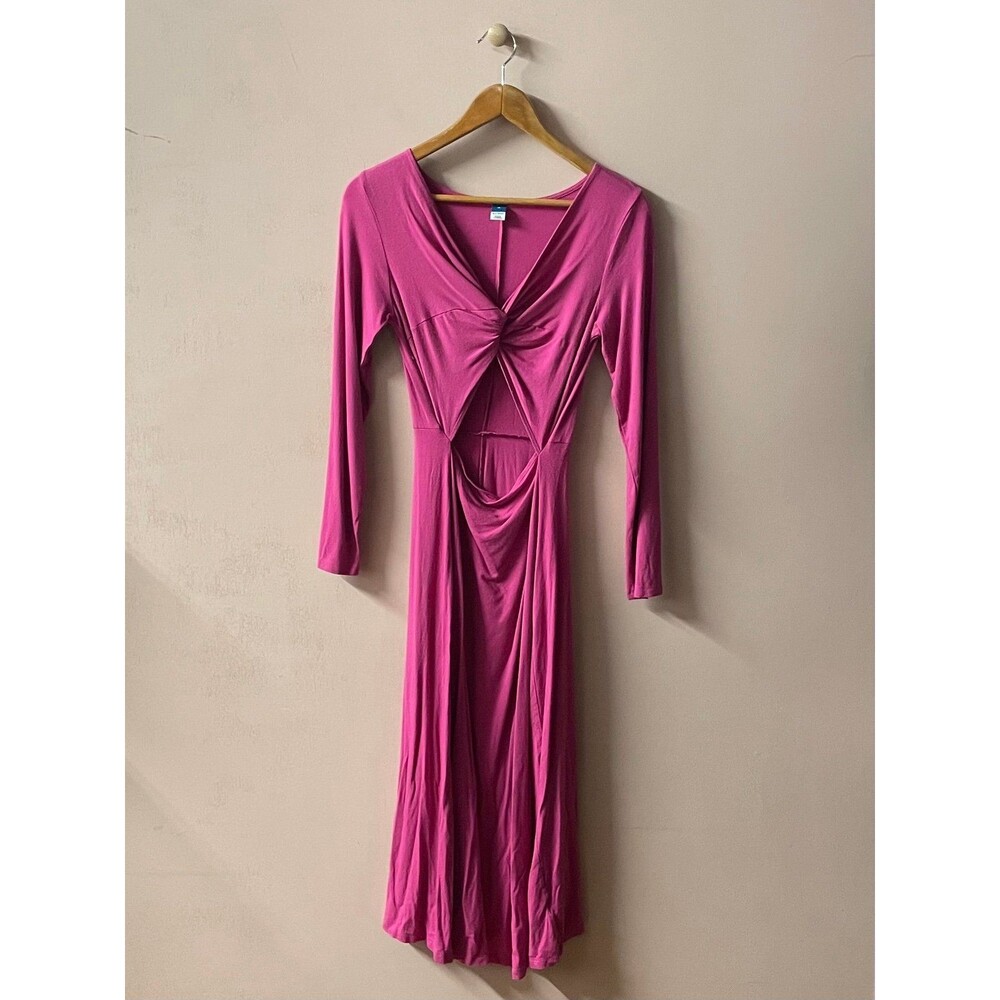 Old Navy Pink Long Sleeve Twisted CutOut Midi Dress Size M